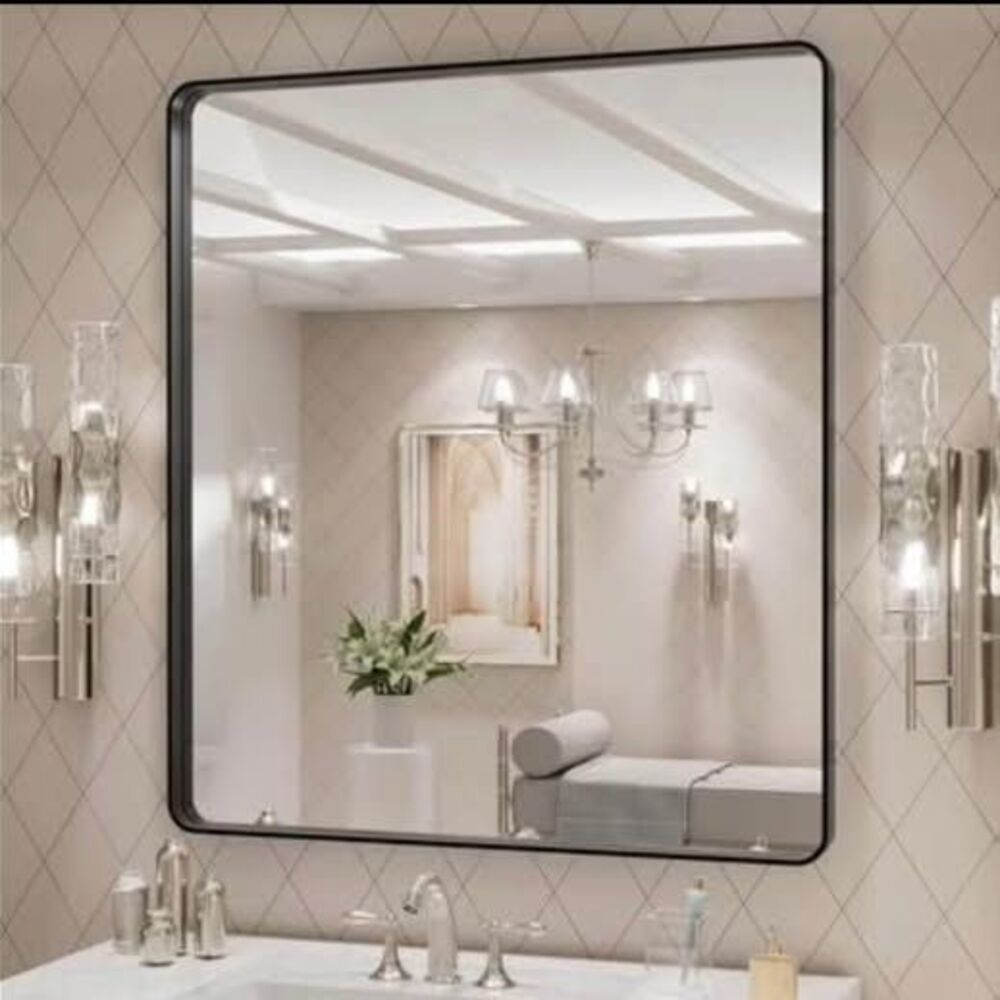LOAAO 32x36 Black Metal Framed Bathroom Vanity Mirror – Brand New - Sealed